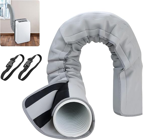Portable AC Hose Insulation Sleeve Fit for 5" & 5.9" Diameter Exhaust Hose | Air Conditioner Exhaust Hose Cover, Easy Installation with 2 Adjustable Buckle Straps