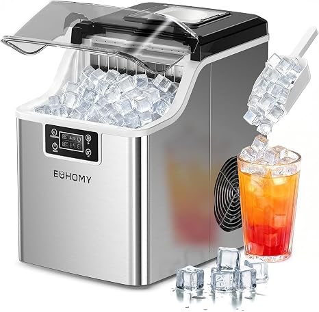 EUHOMY Ice Cube Maker Machine Countertop, 45Lbs/Day, 24Pcs in 13 Mins