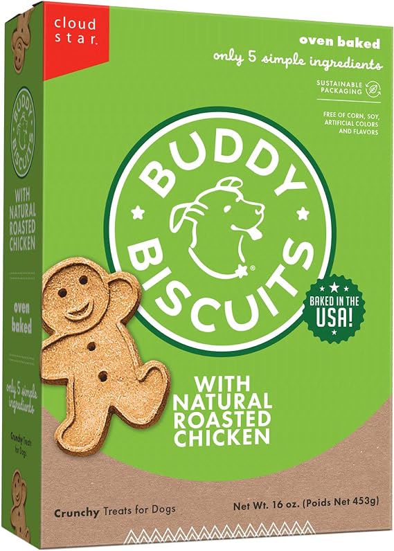 Buddy Biscuits 16 oz. Box of Whole Grain Crunchy Dog Treats Made with Natural Roasted Chicken