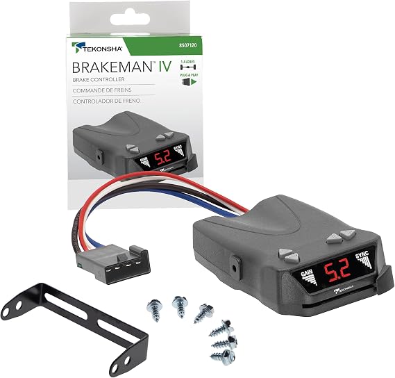 Tekonsha 8507120 Brakeman IV, Time-Delay Brake Controller For Trailers with 1-4 Axles, Compatible with Ford, GM, Chevy, Dodge, RAM, Toyota, Jeep. Wiring harness sold separately.