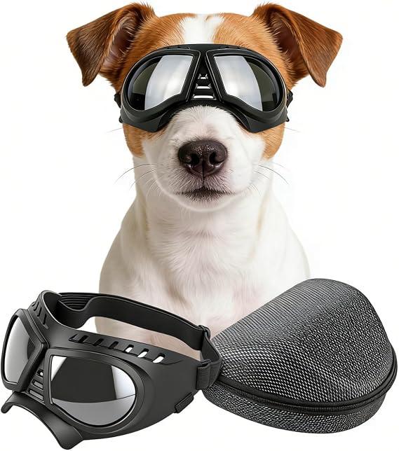 NAMSAN Dog Goggles Eye Protection Dog Sunglasses Anti-UV Goggles Windproof Puppy Goggles with Adjustable Flexible Straps for Small/Medium Dogs (Silver)
