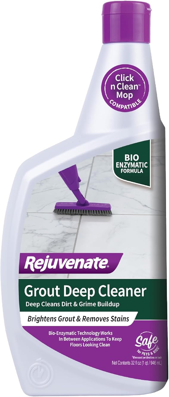 Rejuvenate Grout Deep Cleaner Brightens Grout And Removes Stains, 32 Ounces | Use with Rejuvenate Click n Clean Multi-Surface Spray Mop, Deep Cleans Dirt & Grime Buildup, Safe For Pets & Kids