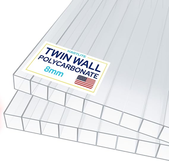 KASTLITE 11' Twin Wall Polycarbonate Greenhouse Panel, 8mm, 2-Pack