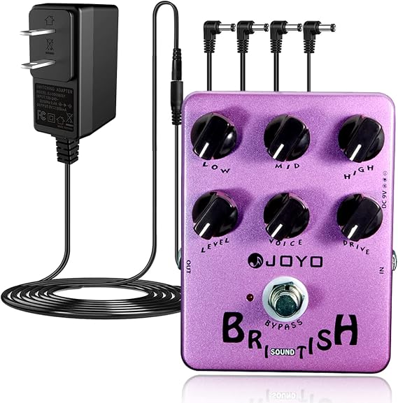 JOYO JF-16 British Sound Amp Simulator Pedal Bundle with DC 9V Pedal Power Supply (800mA -1A) AC Adapter