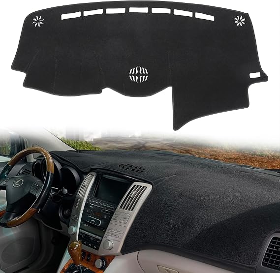 HanLanKa Dash Cover Mat Custom Fit for 2004-2006 Lexus RX330,2007-2009 RX350, 2006-2008 RX400h, Dashboard Cover Pad Carpet Protector with Cutout for Speaker (Black)