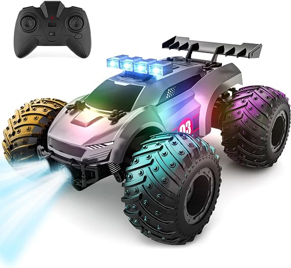 EpochAir 1:18 Remote Control Car 20km/h with 2 Rechargeable Battery 2.4GHz | All Terrain Off-Road Monster Truck with Bodylights&Headlights &Headlamps, Toy Car Gift for 3-12 Year Old Boys Girls Kids