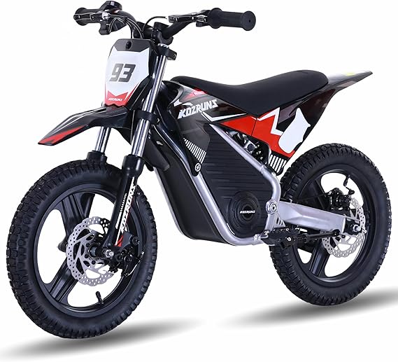 Electric Dirt Bike for Kids Ages 5-10, 350W Motorcycle with 14IN Tires | 36V 5.2AH Battery Up to 18.6MPH, 3 Speed Modes Balance Bike, Dual Shock Absorption, Safe Disc Brake,Black