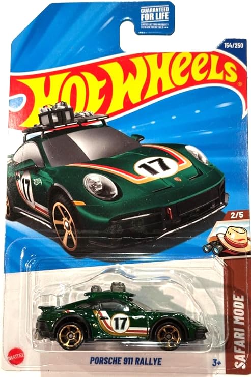 Hot Wheels Porsche 911 Rallye Diecast Car, Green, 1:64 Scale, Safari Mode 2/5, 154/250