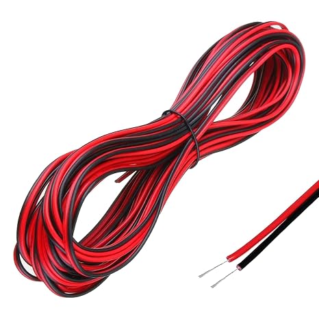 10m 22AWG 2-Core Red and Black Flexible Electrical Wire for Cars,LED Strips
