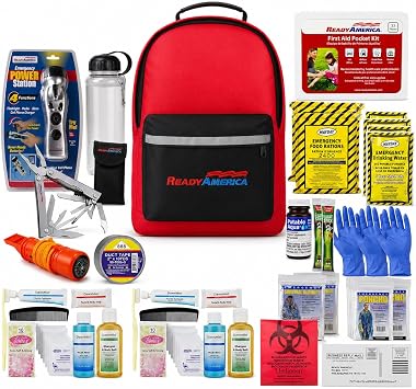 Ready America 72 Hour Deluxe Emergency Kit, 2-Person 3-Day Backpack, First Aid Kit, Survival Blanket, Power Station, Emergency Food, Portable Disaster Preparedness Go-Bag for Earthquake, Fire, Flood