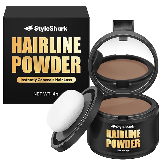 Hairline Powder - Stain-Proof Root Touch Up and Thinning Hair Cover for Women and Men (Light Brown)
