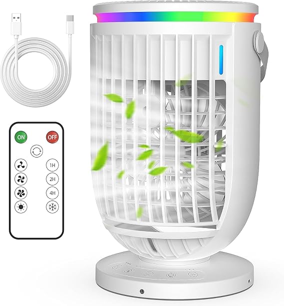 Portable Air Conditioners, Fan with 120 Rotating Function,JYew Evaporative Mini Room Air Conditioners,Portable AC Unit Air Cooler with 4 in 1 Humidifier Fan Conditioner, AC Portable for Room Office