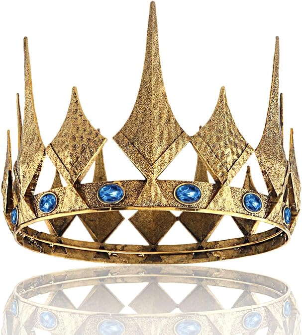 Royal Queen King Opal Crown Round Crown For Birthday Cosplay Homecoming Party Halloween Decoration