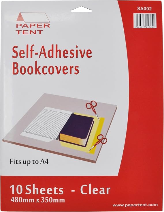 Papertent Self-Adhesive Clear Book Covers, 7" x 10" - 10 Sheets