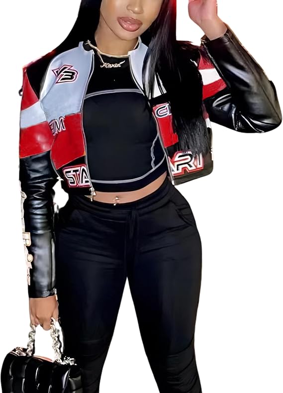Leather Jacket Women Zipper Moto Biker Short Leather Jacket Women Bomber Jacket Women Faux Leather Jacket