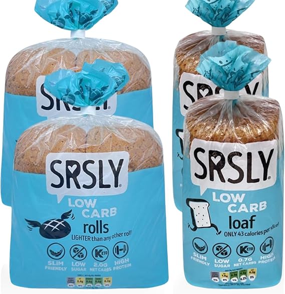SRSLY Low Carb Bread Freshly Baked Multi Buy Pack | 2 Low Carb Keto Loaves & 8 Rolls | 0.7g Carbs Per Slice | 2g Carbs Per Roll | High Protein & Fibre Low Sugar Keto Bread Bundle Pack