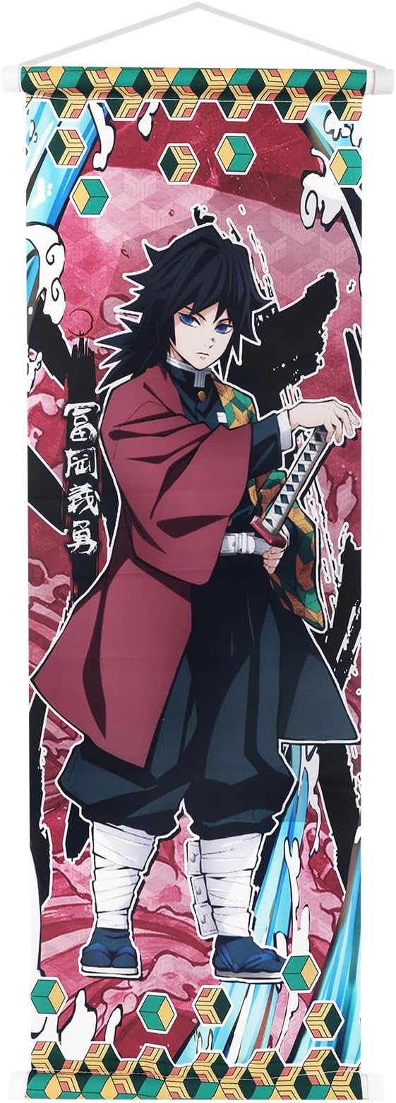 Wirhaut Demon Slayer Scroll Poster, Anime Artistic Wall Decor Piece, Traditional Japanese-Style Wall Art for Living Room or Bedroom