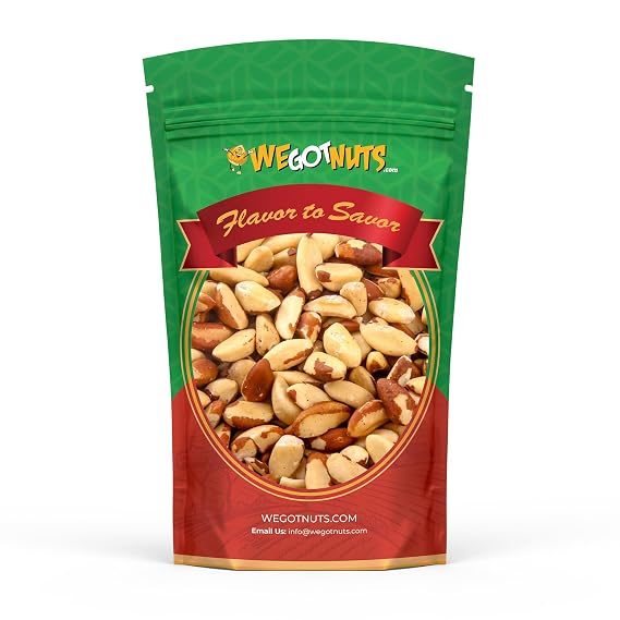 We Got Nuts, Roasted Salted Whole Brazil Nuts, 1 Lbs, Packed Fresh in a Resealable Bag, Gluten Free, Protein Rich, Vegan Friendly, Healthy Snack, With No Preservatives