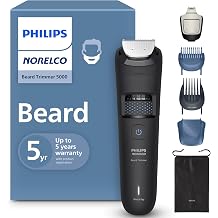 Norelco Philips Beard Trimmer 5000 Series, 100% Waterproof Beard Styler, Precision Dial with 40 Lock-in Trimming Settings, Self-Sharpening Metal Blades & Beard Hair Mess Collector, BT5775/40