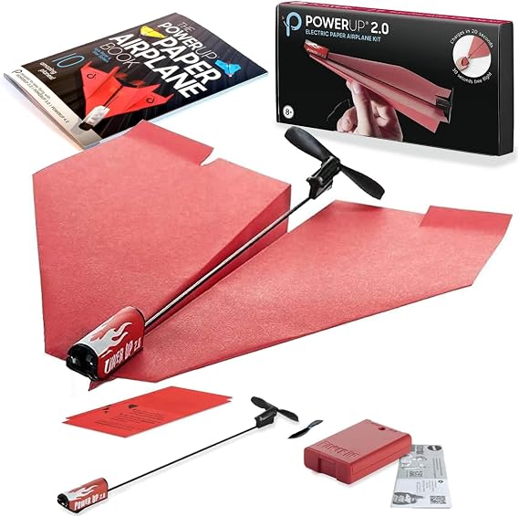 POWERUP 2.0 Education Kit Includes Motorized Conversion Module & Paper Airplane Book for Creative STEM Learning and Fun Flight