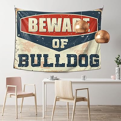 Outdoor Bar Accessories Decor Beware Of Bulldog Tapestry Dorm Art Bedroom Wall Decor Above Bed100X150CM