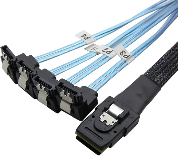 18' Mini SAS 36P SFF-8087 To 4 SATA 7Pin 90 Degrees Target Hard Disk Data Cable 0.5M (H0304)