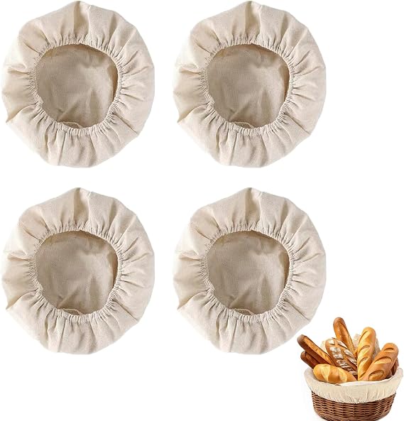 Bread Proofing Basket Cover, 4 Pcs Round Bread Proofing Basket Cloth Liner, Washable Quick-Dry Breads Baskets Liners Banneton Liner for Bakery Home Baking