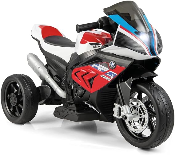 Costzon Kids Motorcycle, Licensed BMW 12V Battery Powered Electric Motorcycle with Headlight, Horn, Music, MP3, USB Port, 3 Wheels Ride on Toddler Motorcycle for Kids, Gift for Boys & Girls (Deep Red)