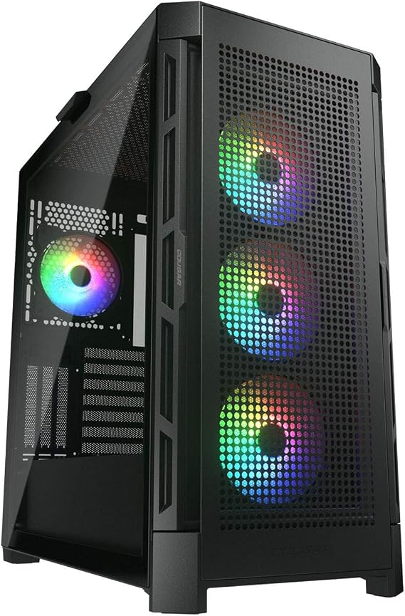 Cougar Gaming Duoface Mid Tower Case Series, Supporting 390mm Graphics Card, Incredible RGB Lighting, Two Distinct Front Panels Included, Mesh and Tempered Glass (Duoface Pro RGB - Black)