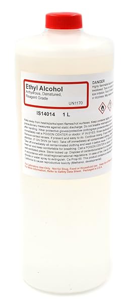 ALDON Innovating Science Reagent Grade Denatured Ethyl Alcohol, Anhydrous - 100% Alcohol, 1L - Denatured with Isopropyl Alcohol & Methanol The Curated Chemical Collection - Not for Use on Body or Skin