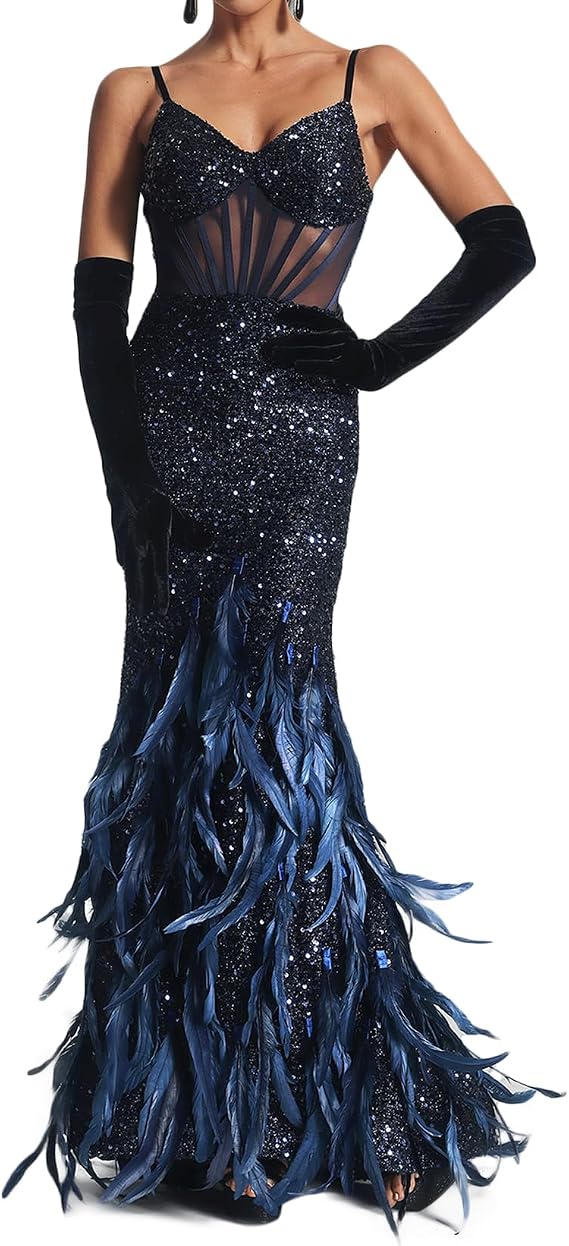 BELLA BARNETT Blue Sparkly Sequin Dress for Women