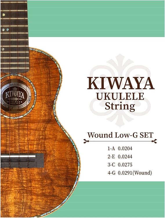 KWLGset Low-G String Set for Ukulele Clear Fluorocarbon Winding Strings, Compatible with Tenor Sizes