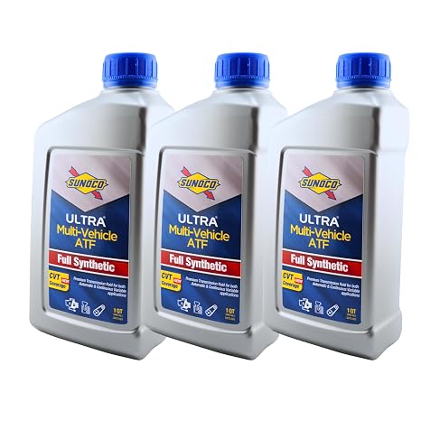 Full Synthetic Multi-Vehicle Automatic Transmission Fluid Sunoco Ultra ATF CVT Compatible 1 Quart (Pack of 3)