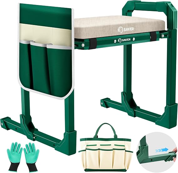Saker Garden Kneeler and Seat Foldable Gardening Stool with Extendable Legs