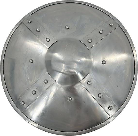 MedievalDepot Hand Forged Medieval Shield Umbo Heavy Duty Steel Boss with Mounting Holes for Round Shields (Gauge Polished Steel)
