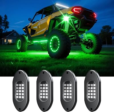 LED Rock Lights for UTV 4 Pods,RGB Rocklights with App & Remote Control, Underglow Rock Light Kit for ATV Golf Cart UTV RZR Trucks
