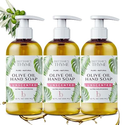 Brittanies Pure Castile Liquid Soap Refill, Unscented, 12 Ounce 3 Pack | Dish Soap, Hair & Body, Home, Gentle and Pure, Made with Natural Luxurious Oils, Vegan & Gluten Free Non-GMO