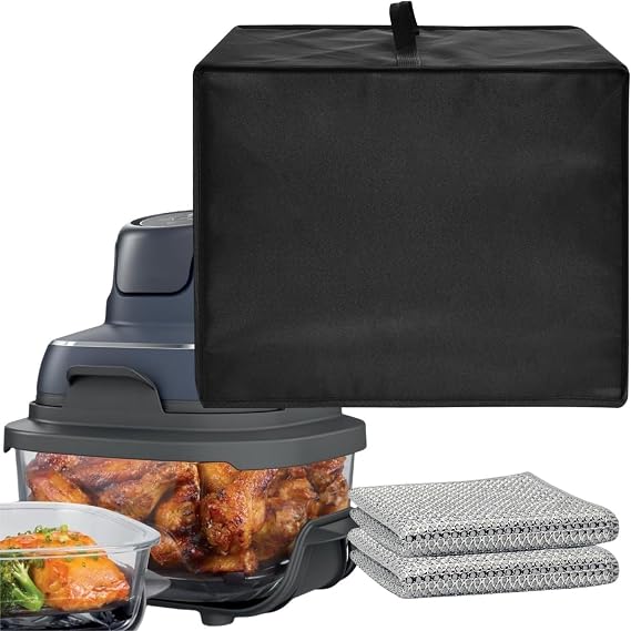 Waterproof and Dustproof Cover for Ninja Crispi FN101GY Air Fryer, Fits Tabletop Toaster, Non-Toxic Glass and Portable Travel Cookware