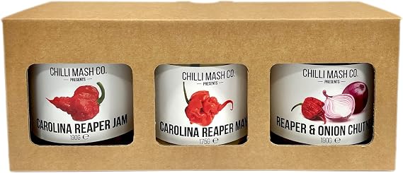 The Reaper Trio – 3x 190g Carolina Reaper Chilli Infusions | Chilli Mash Company