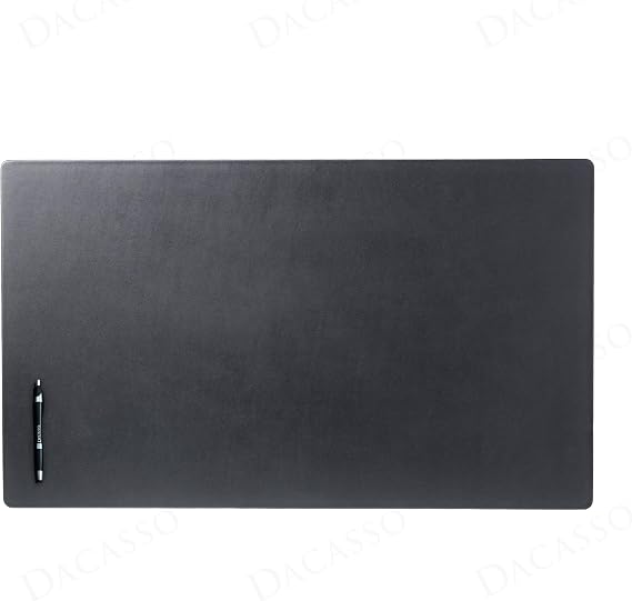DACASSO Classic Leather Desk Pad - Luxury Leather Desk Blotter for Writing - Padded Executive Desk Surface Protector - (Black, 34 x 20)