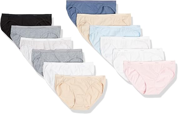 Hanes Women's Bikini Panties Pack, Moisture-Wicking Cotton Bikini Underwear (Colors May Vary)