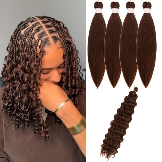 Brown Bob Boho Hair for Braiding Color 30 Deep Wave Knotless Yaki Soft