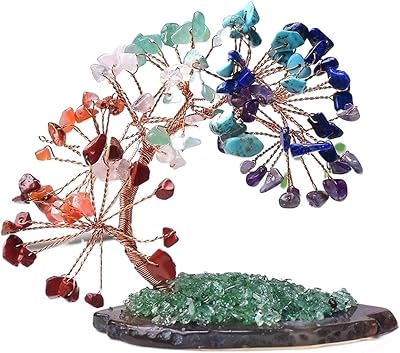 GUOQUNYC Feng Shui Tree Natural Crystal Gemstone Gravel Rock Quartz Stone Granule Agate Flower Tree Reiki Healing Home Decoration DIY Crafts Crystal Money Tree