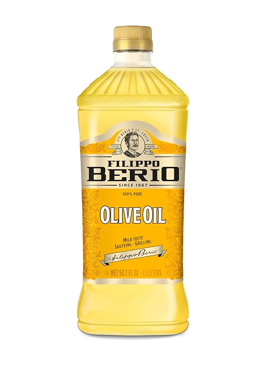 Filippo Berio Pure Olive Oil for Everyday Cooking, Frying and Sauteing, Mild Flavor All Purpose Oil, rPET, 50.7 Ounce (Pack of 1)
