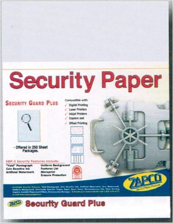 Laser Print Security Paper w Hidden "Unauthorized" Pantograph (SGP-22), BondOff-White 24-lb, 8.5" x 11" - 1000 Sheets