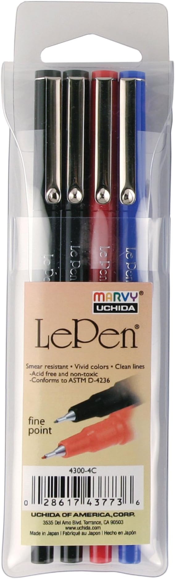 Le Pen .03mm Point Set 4/Pkg-Basic