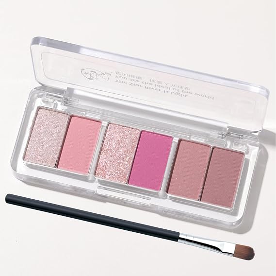 Mini Eye Shadow Palette, 6 Pink And Mauve Shades, Matte And Sparkling