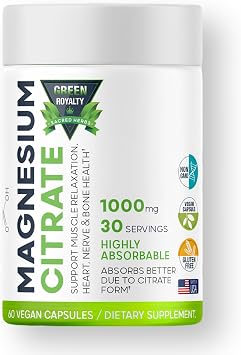 Magnesium Citrate 60 Vegan Capsules 1000mg - Premium Quality- Max Absorption Magnesium Powder Capsules Highly Absorbable Citrate Complex, Gluten Free, Non-GMO - Made in USA - Dietary Supplement.