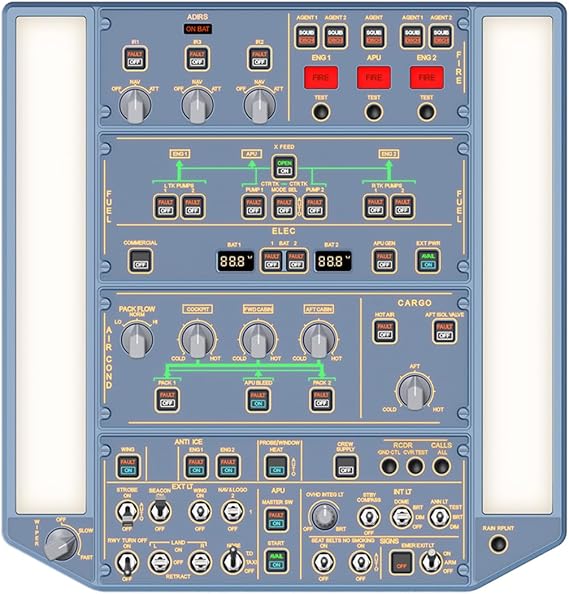 WINGFLEXSIM Flugsimulator Overheadpanel Flight Sim A320OVH Obere Bedienfeld mit IRS- und Beleuchtungsanlagen, Überkopfsimulation für PC-Flugsimulatoren, Oberflächenpanel Flight Simulator