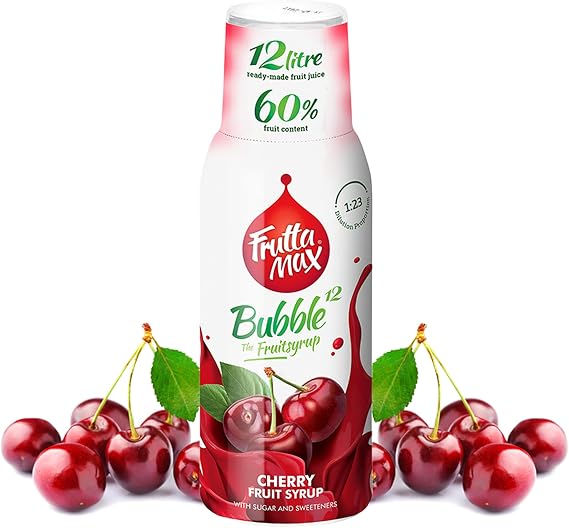 FruttaMax Sour Cherry Syrup | Less Sugar | 60% Real Fruit Concentrate | Suitable for soda Machine 500ml